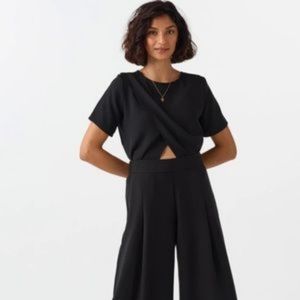 Vetta 2-piece jumpsuit, black linen, size large